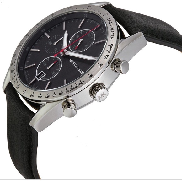 Michael Kors Accelerator Black Leather Men´s Watch - Picture 2 of 3